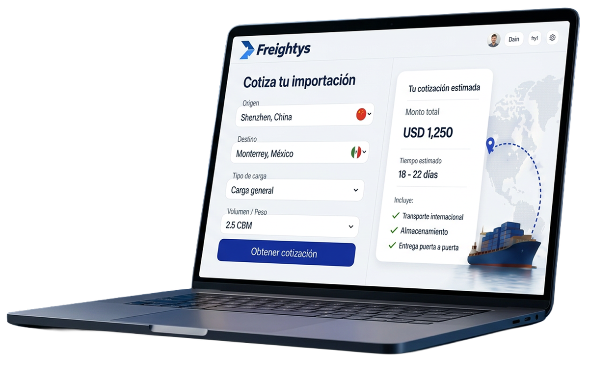 Cotizador Freightys en laptop